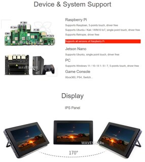 Foto 4 | Pantalla Táctil Lcd Waveshare Raspberry Pi 7 Pulgadas 1024x600 Ips - Venta Internacional.