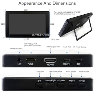 Foto 6 | Pantalla Táctil Lcd Waveshare Raspberry Pi 7 Pulgadas 1024x600 Ips - Venta Internacional.