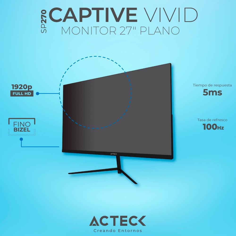 Foto 6 pulgar | Monitor 27 Acteck Captive Vivid Ii Sp270 5ms 100hz Full Hd Va Led Hdmi Ac-943154