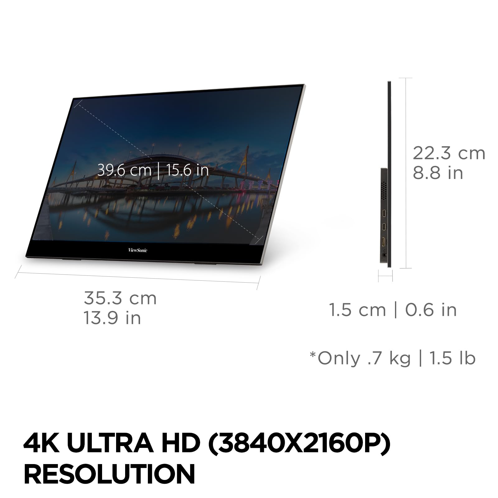 Foto 5 pulgar | Monitor Portátil Viewsonic Vx1655-4k-oled De 15 6'' 4k Uhd - Venta Internacional.