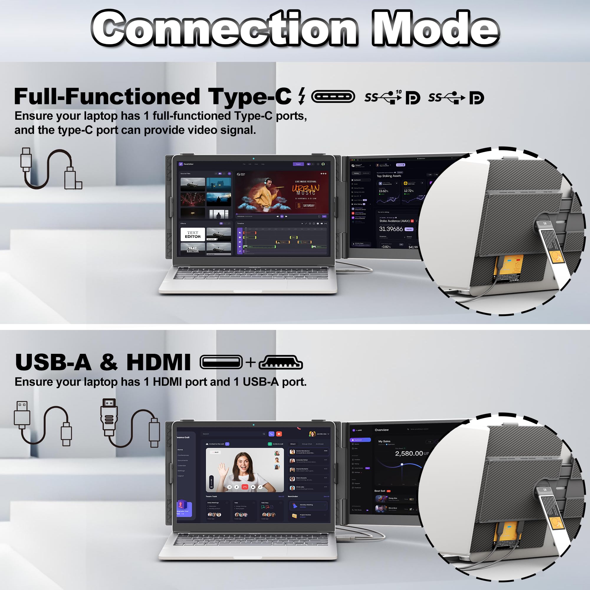 Foto 5 | Extensor De Pantalla Para Portátil Domyfan  Pantalla Fhd 1080p Ips De 14 Pulgadas - Venta Internacional.