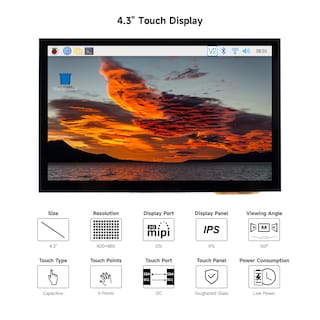 Foto 3 | Pantalla Táctil Capacitiva Waveshare De 4.3 Pulgadas Para Raspberry Pi - Venta Internacional.