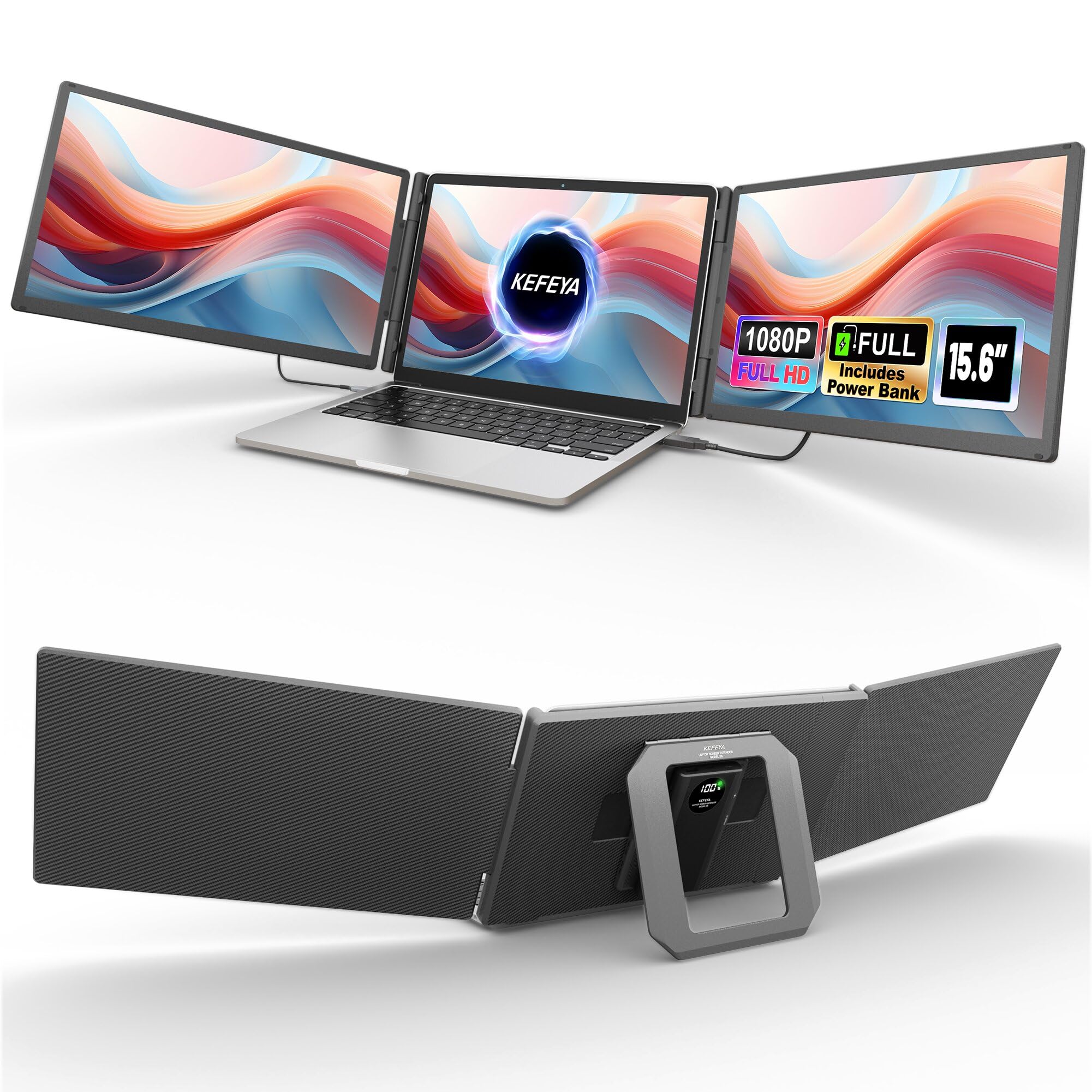 Foto 2 pulgar | Extensor De Pantalla Para Portátil Kefeya 15.6 Pulgadas Fhd 1080p Ips Con Banco De Energía - Venta Internacional.