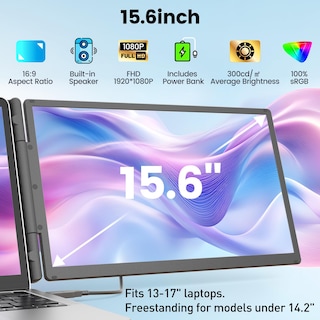 Foto 2 | Extensor De Pantalla Para Portátil Kefeya 15.6 Pulgadas Fhd 1080p Ips Con Banco De Energía - Venta Internacional.