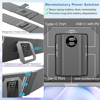Foto 3 | Extensor De Pantalla Para Portátil Kefeya 15.6 Pulgadas Fhd 1080p Ips Con Banco De Energía - Venta Internacional.
