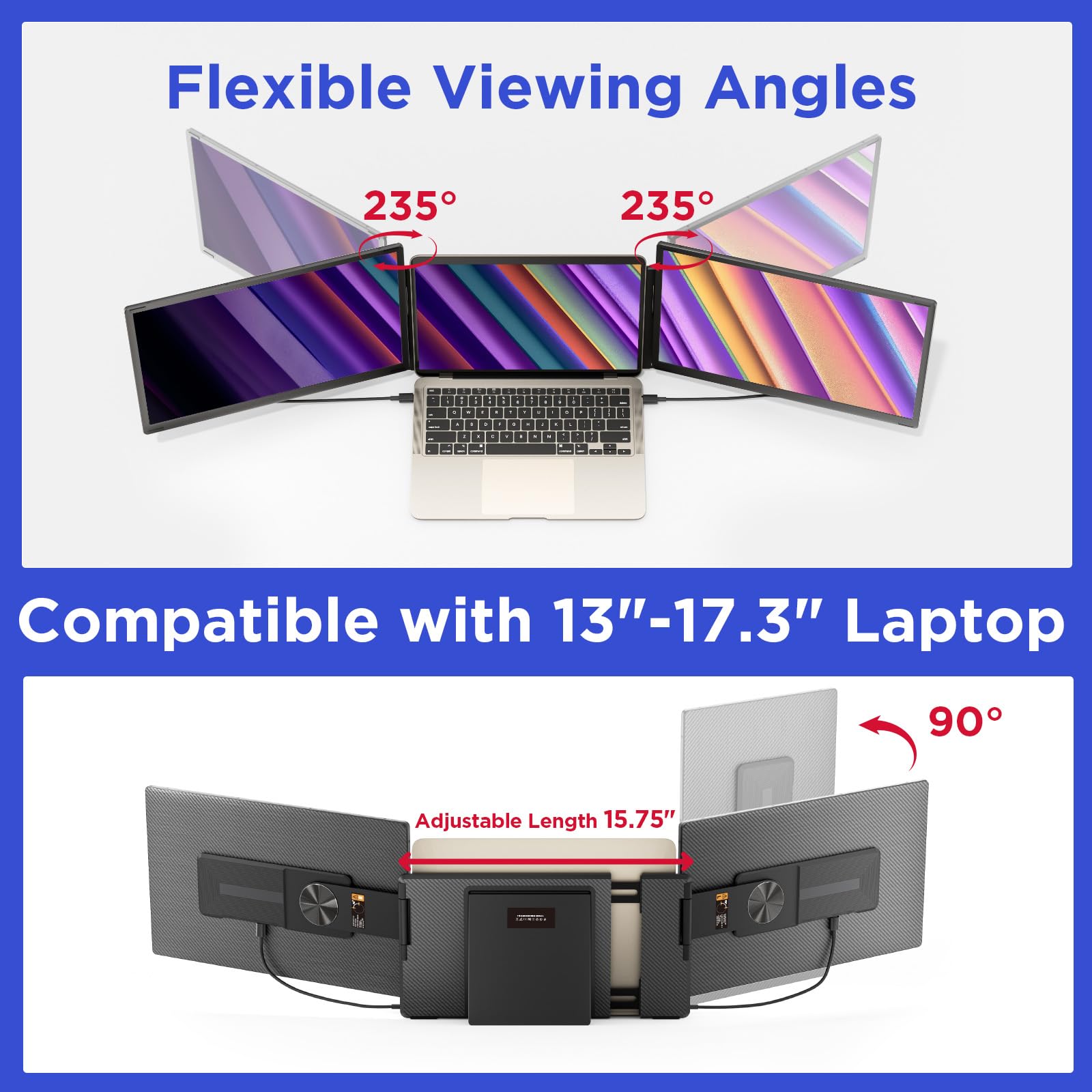 Foto 7 | Extensor De Pantalla Para Portátil Maxfree  15.6 Pulgadas  1080p  Triple Monitor - Venta Internacional.