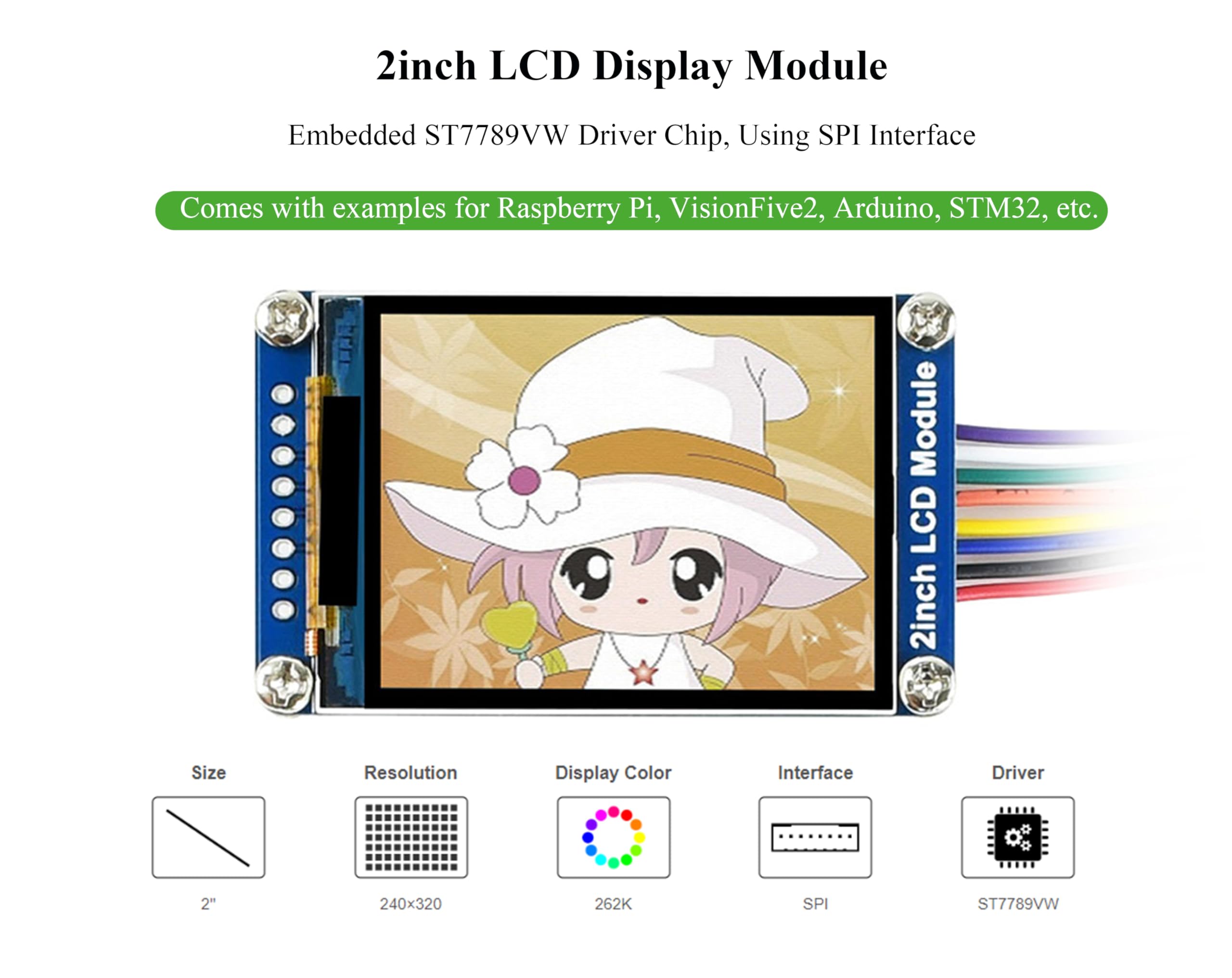Foto 4 pulgar | Módulo De Pantalla Lcd Waveshare Mini De 2 Pulgadas Para Raspberry Pi - Venta Internacional.