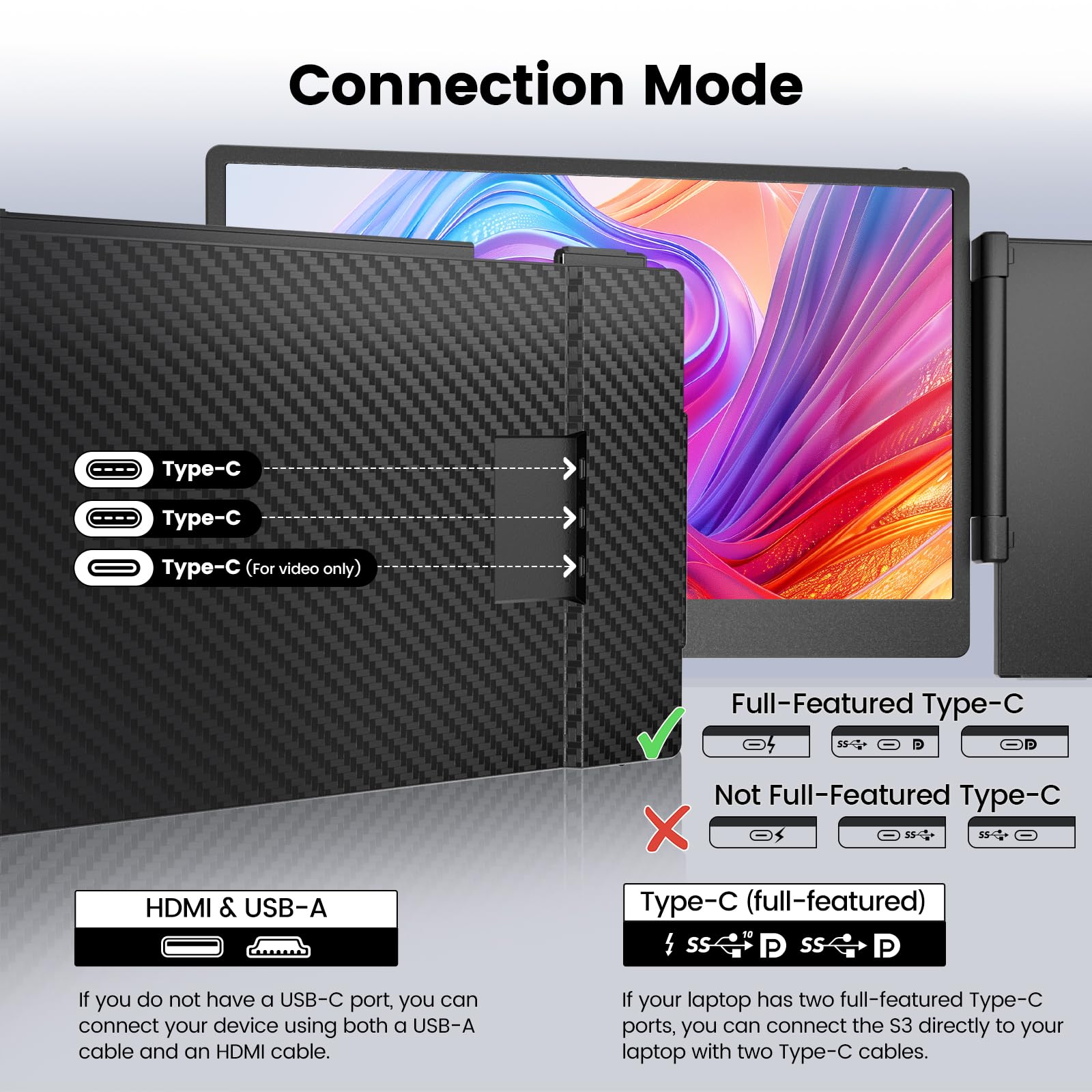Foto 3 | Extensor De Pantalla Para Portátil Kefeya 14 1 Pulgadas Con Triple Monitor 1080p - Venta Internacional.