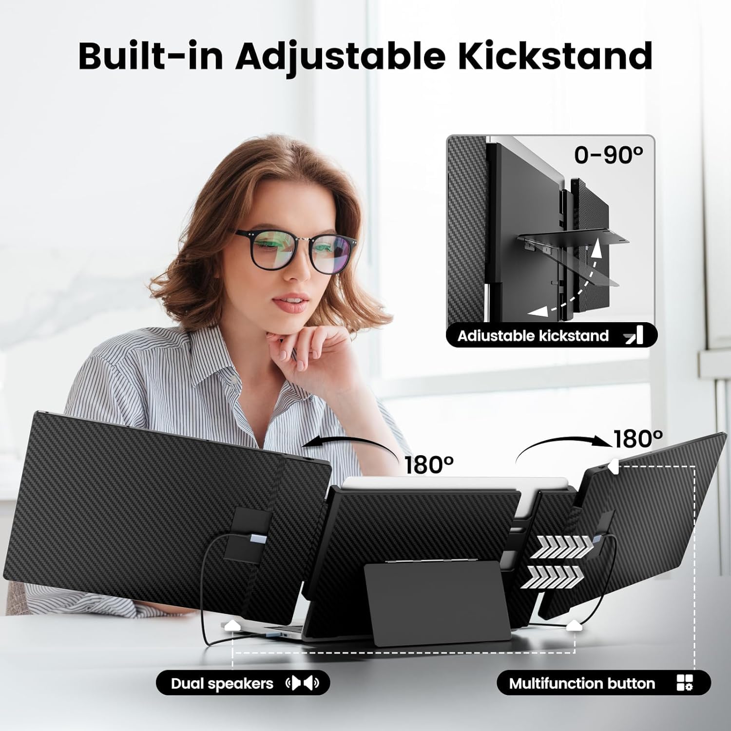 Foto 4 | Extensor De Pantalla Para Portátil Kefeya 14 1 Pulgadas Con Triple Monitor 1080p - Venta Internacional.