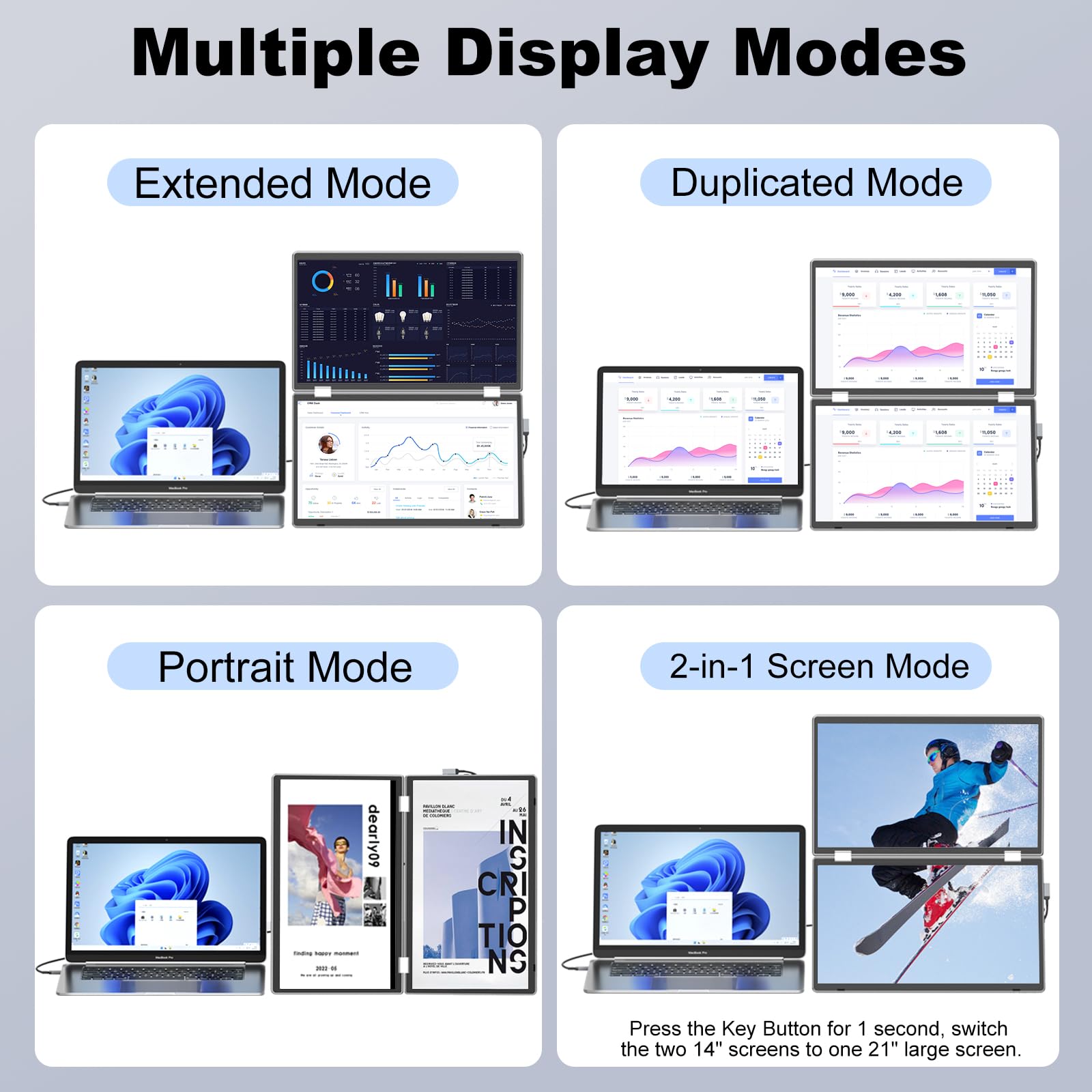 Foto 7 pulgar | Extensor De Monitor De Triple Pantalla Para Portátil Kefeya 15.6 Pulgadas 1080p Fhd - Venta Internacional.