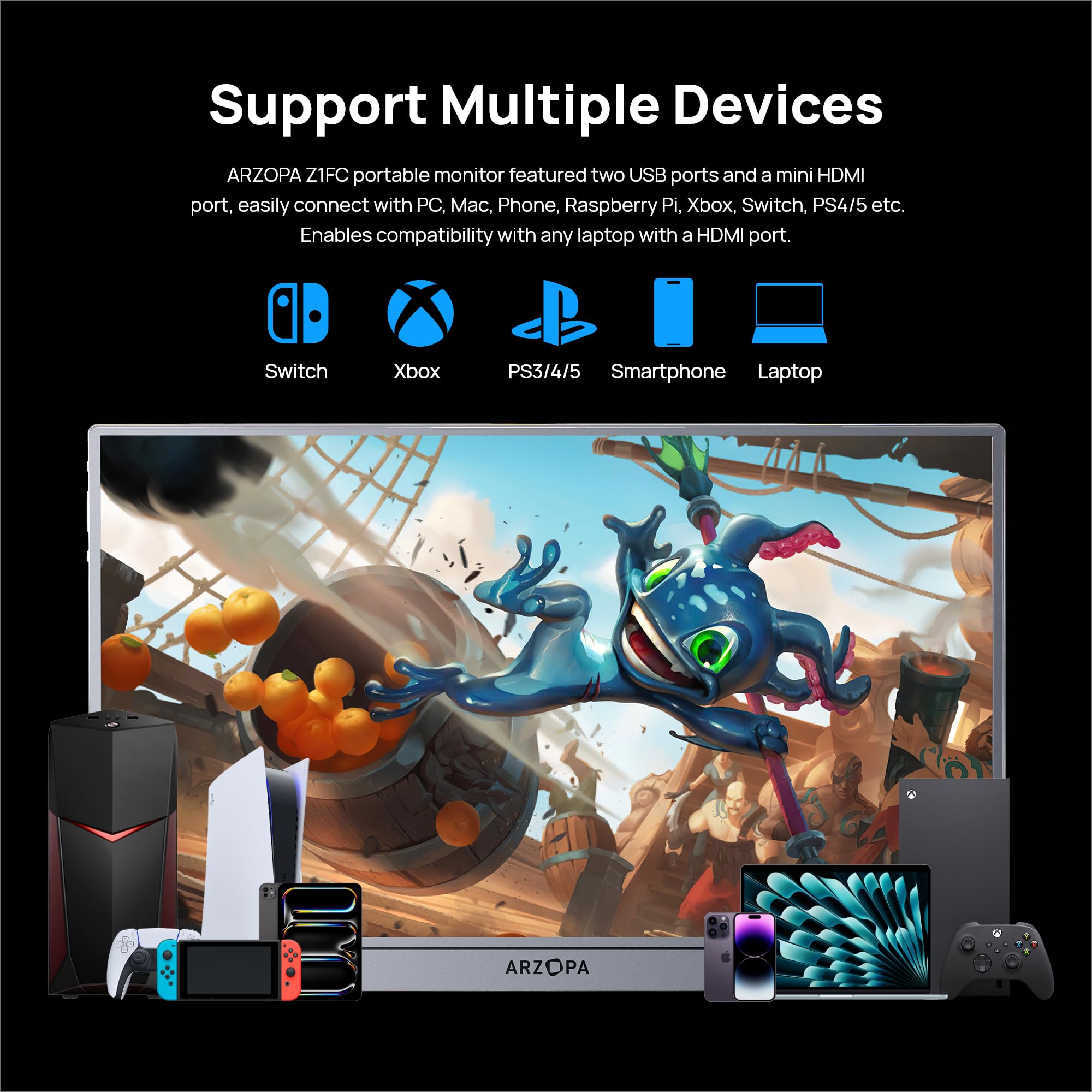 Foto 3 pulgar | Monitor Portátil Para Juegos Arzopa Z1fc 16.1'' 144hz 1080p Fhd - Venta Internacional.