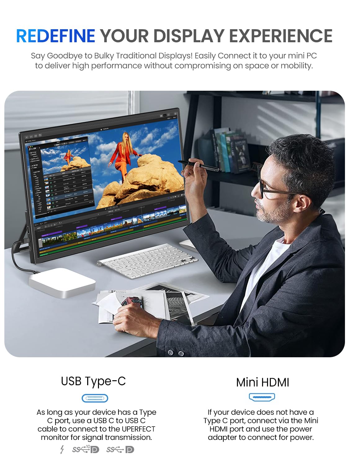 Foto 4 | Monitor Portátil Uperfect De 21 5 Pulgadas Y 120 Hz Con Soporte Y Vesa - Venta Internacional.