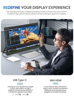 Foto 5 | Monitor Portátil Uperfect Con Pantalla Táctil Hdmi Tipo C De 21 5'' Y 120 Hz - Venta Internacional.