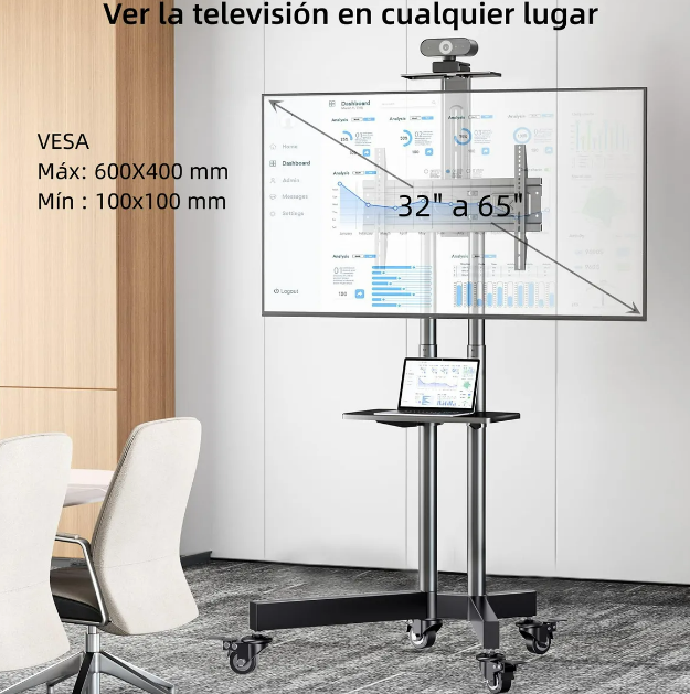 Foto 4 pulgar | Soporte De Tv Móvil Xtellar  Ajustable Y Con Ruedas  Compatible Con Pantallas De 32-65 Pulgadas.