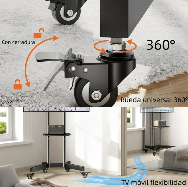 Foto 5 pulgar | Soporte De Tv Móvil Xtellar  Ajustable Y Con Ruedas  Compatible Con Pantallas De 32-65 Pulgadas.