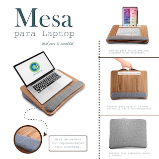 Foto 2 | Escritorio Portátil Andromeda Inc color Marrón Acojinada Mesa para Laptop o Tablet