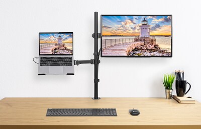 Foto 7 | Soporte de Escritorio para Laptop y Monitor Manhattan 462136 color Negro de 13'' a 32'' Ajuste Altura/Inclinación/Giro