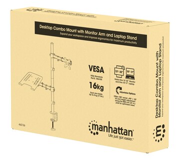 Foto 8 | Soporte de Escritorio para Laptop y Monitor Manhattan 462136 color Negro de 13'' a 32'' Ajuste Altura/Inclinación/Giro