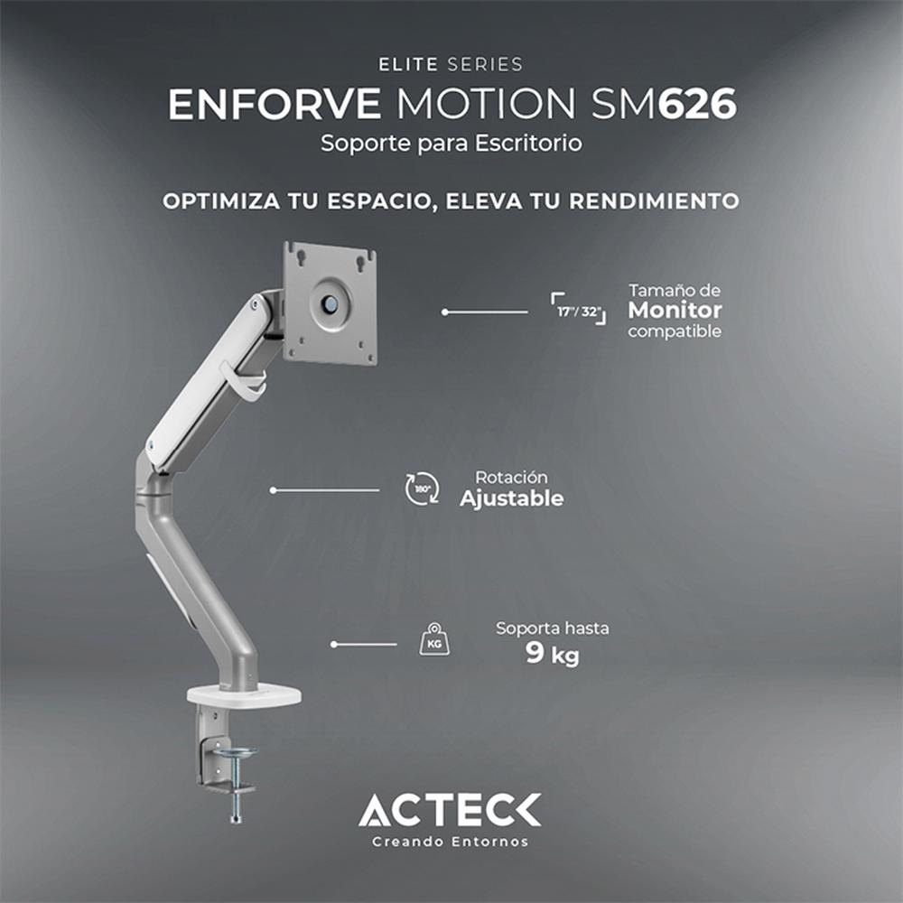 Foto 3 pulgar | Brazo Articulado Para Monitor Acteck Enforce Motion Sm626 Hasta 32 Pulgadas Ajustable Ac-936569 Color Blanco