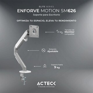 Foto 2 | Brazo Articulado Para Monitor Acteck Enforce Motion Sm626 Hasta 32 Pulgadas Ajustable Ac-936569 Color Blanco