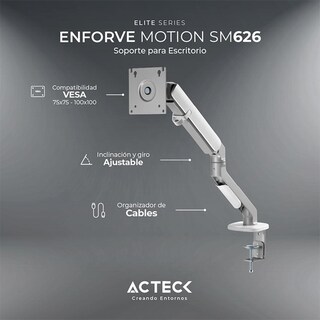 Foto 3 | Brazo Articulado Para Monitor Acteck Enforce Motion Sm626 Hasta 32 Pulgadas Ajustable Ac-936569 Color Blanco