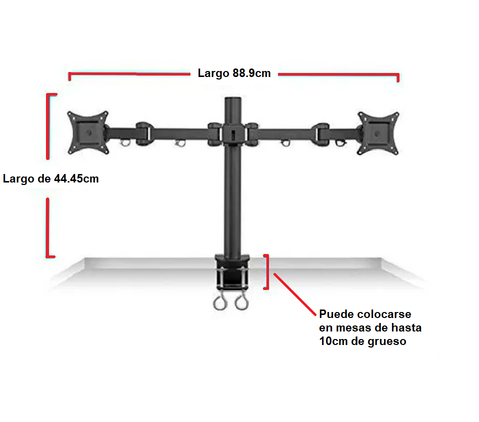 Foto 4 pulgar | Soporte Para Mesa O Escritorio Para 2 Monitores De 13 A 27'' Negro