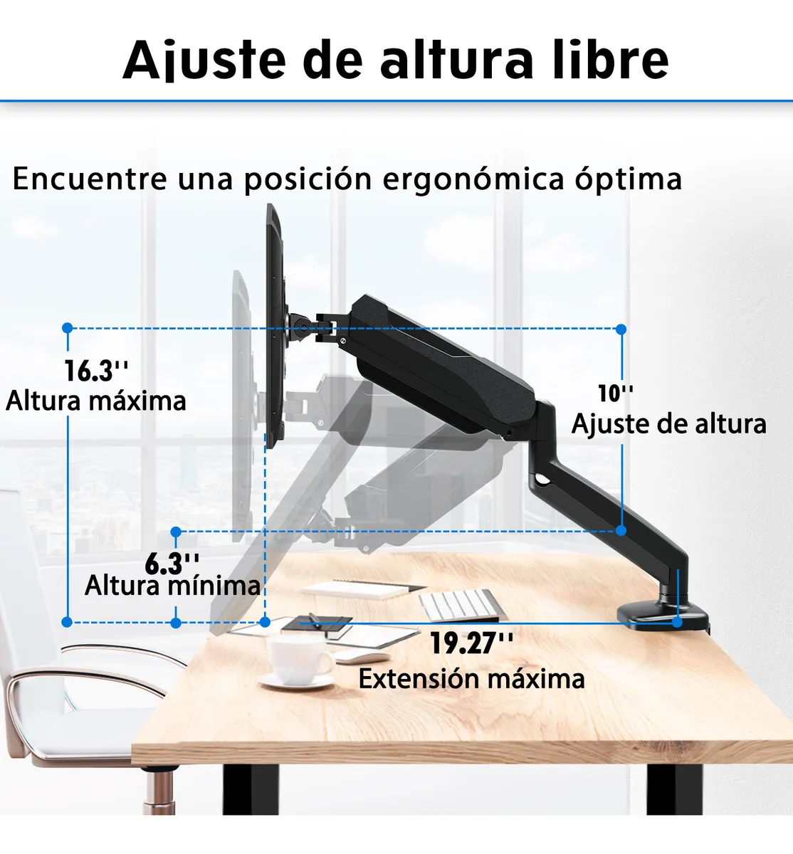 Foto 5 pulgar | Soporte De Escritorio Belug Monitor Mountup 17-32 Pulgadas Negro