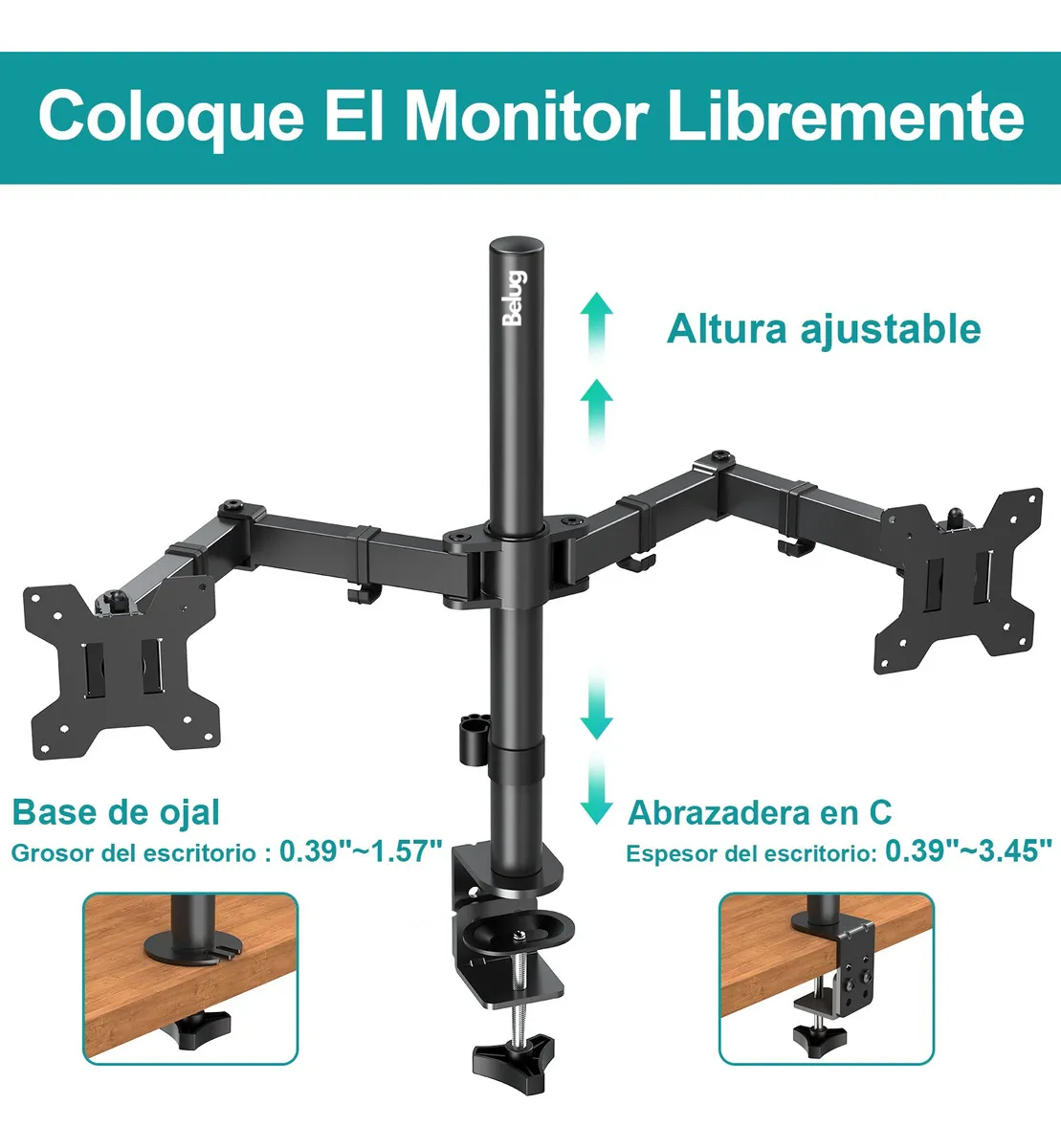 Foto 3 pulgar | Soporta Pantallas Belug De Hasta 27'' Y 35.2 Lb.negro