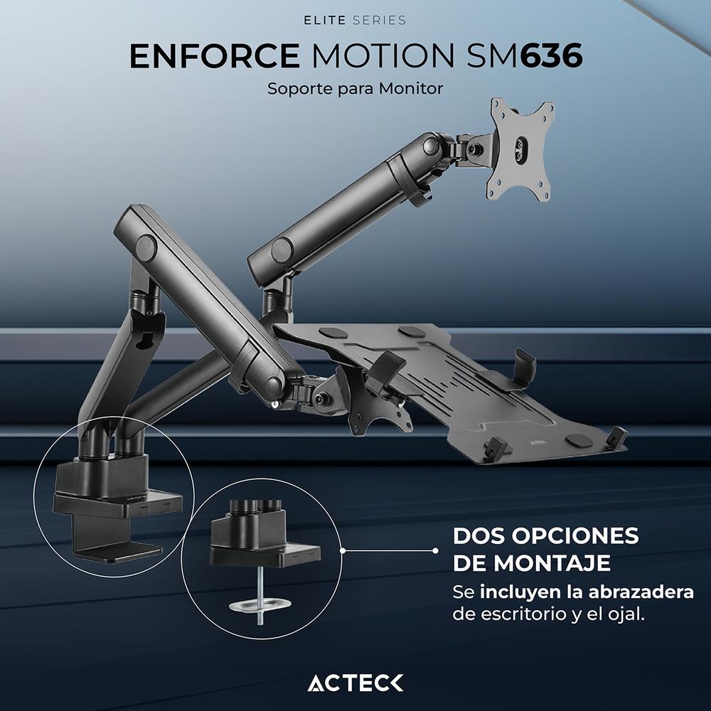 Foto 5 pulgar | Soporte Acteck Para Monitor Y Laptop Enforce Motion Sm636 Monitor Hasta 32 Pulgadas Laptop Hasta 15.