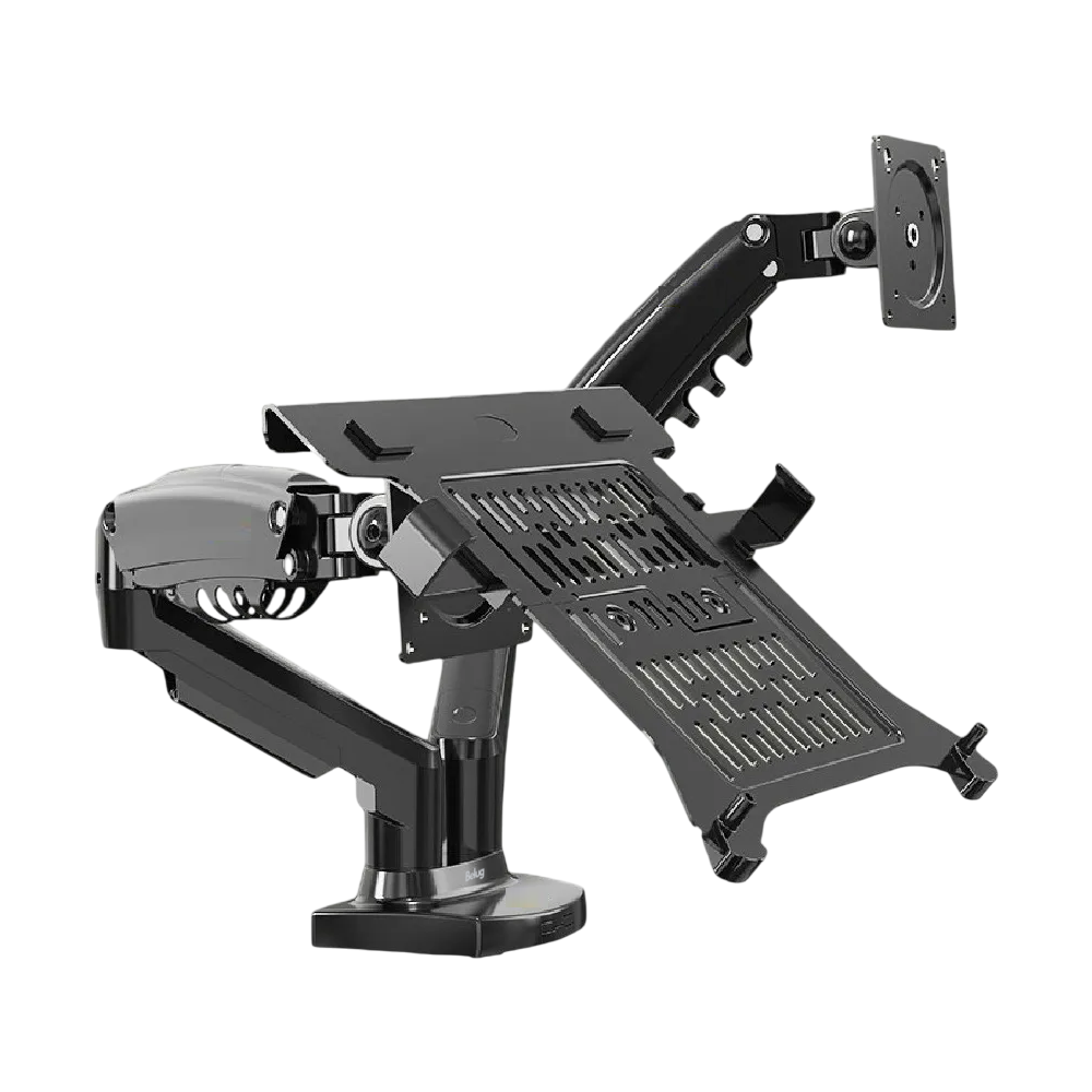 Base Doble Ergonomica Belug  Para Monitor Y Laptop Negro