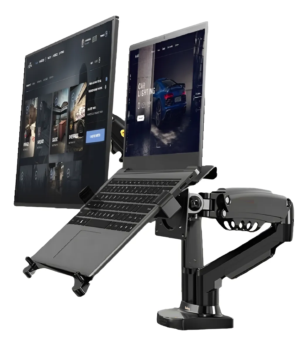 Foto 5 pulgar | Base Doble Ergonomica Belug  Para Monitor Y Laptop Negro
