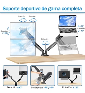 Foto 3 | Soporte De Monitor Lab.g Ajustable De Doble Brazo Con Bandeja Negro