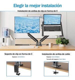Foto 4 | Soporte De Monitor Belug Ajustable De Doble Brazo Con Bandeja Negro