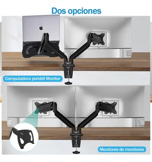 Foto 5 | Soporte De Monitor Belug Ajustable De Doble Brazo Con Bandeja Negro