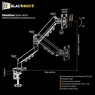 Foto 7 | Soporte para Monitor Articulado BlackRock para Pantallas de 13 a 32 Pulgadas