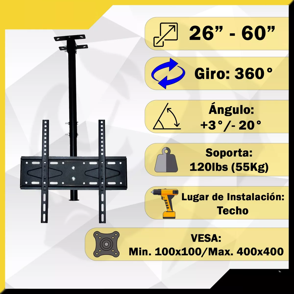 Foto 3 pulgar | Soporte de Pantalla para Techo Eo Safe Imports ESI-10829 Negro para Monitores de 26 a 60 Pulgadas
