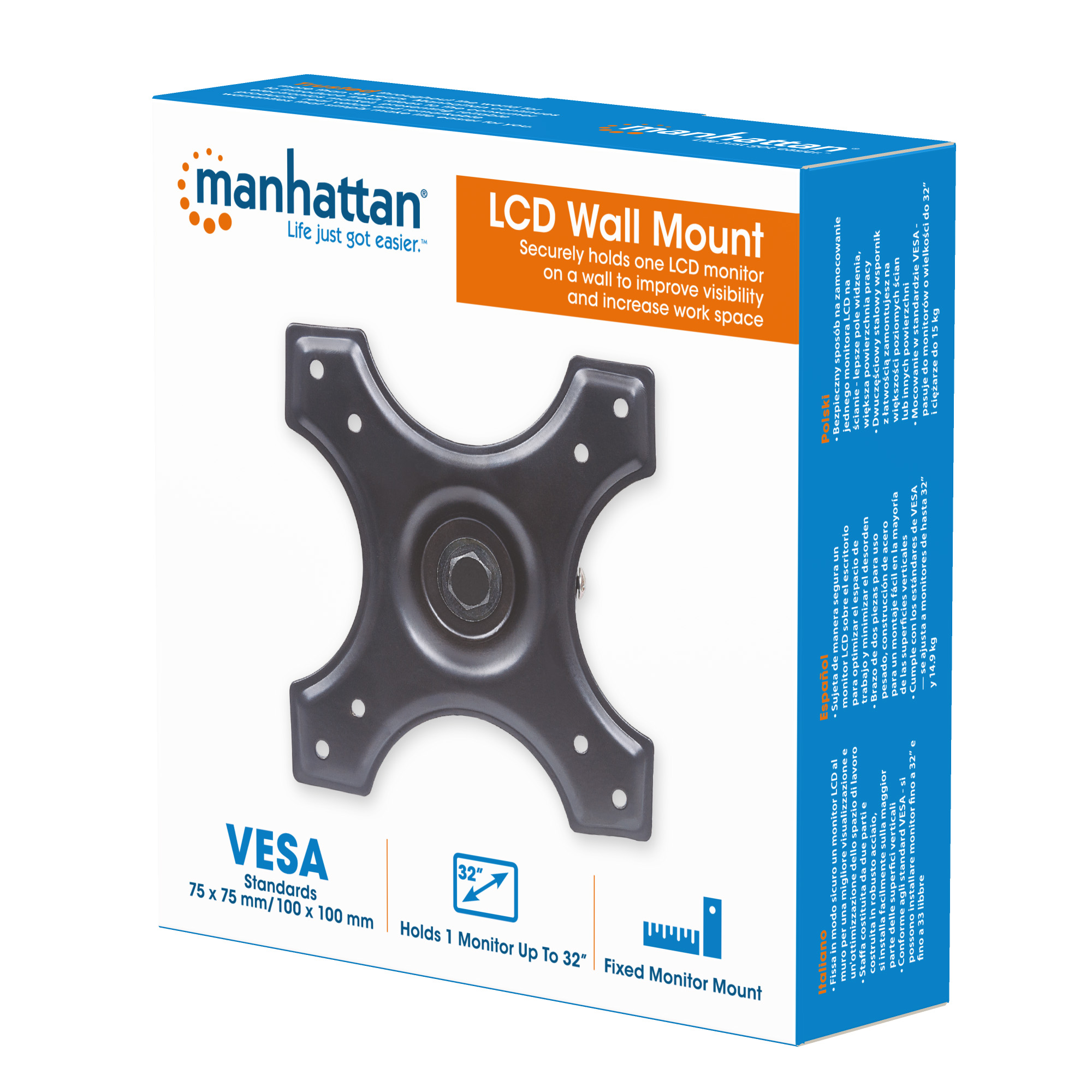 Foto 7 pulgar | Soporte Monitor Pared Manhattan 422840 13'' a 32'' 15 Kg Montaje Fijo Negro