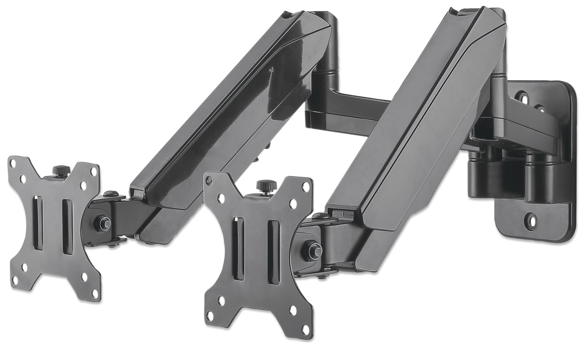 Foto 1 | Soporte de Pared Manhattan 461627 color Negro 2 Monitores Pistones Gas Brazos Articulados 17'' a 32''  8 K