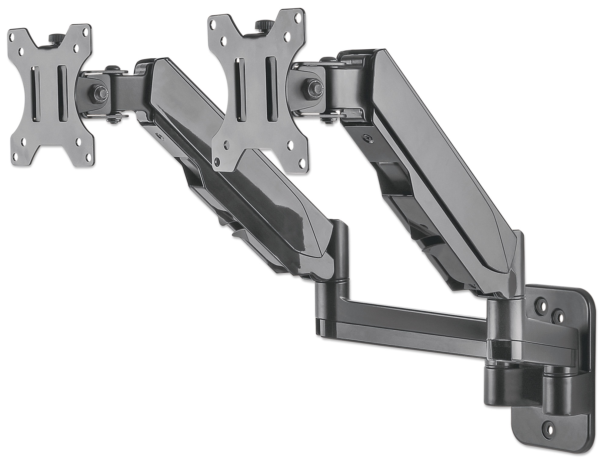 Foto 4 pulgar | Soporte de Pared Manhattan 461627 color Negro 2 Monitores Pistones Gas Brazos Articulados 17'' a 32''  8 K