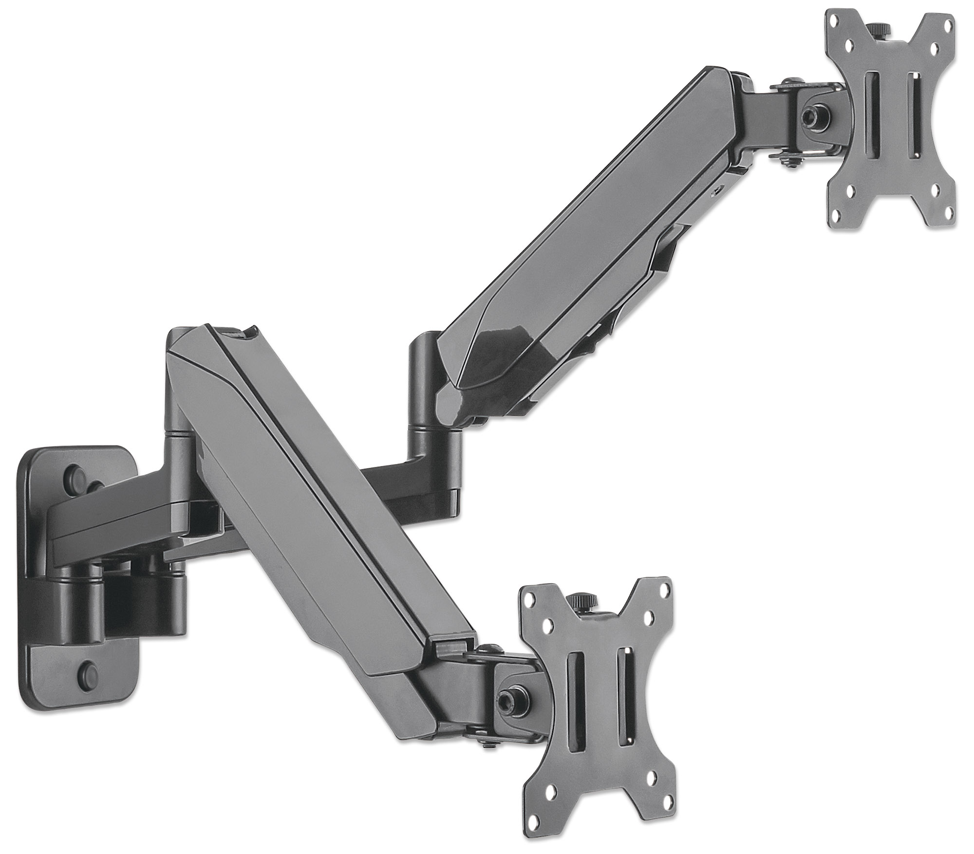 Foto 6 pulgar | Soporte de Pared Manhattan 461627 color Negro 2 Monitores Pistones Gas Brazos Articulados 17'' a 32''  8 K