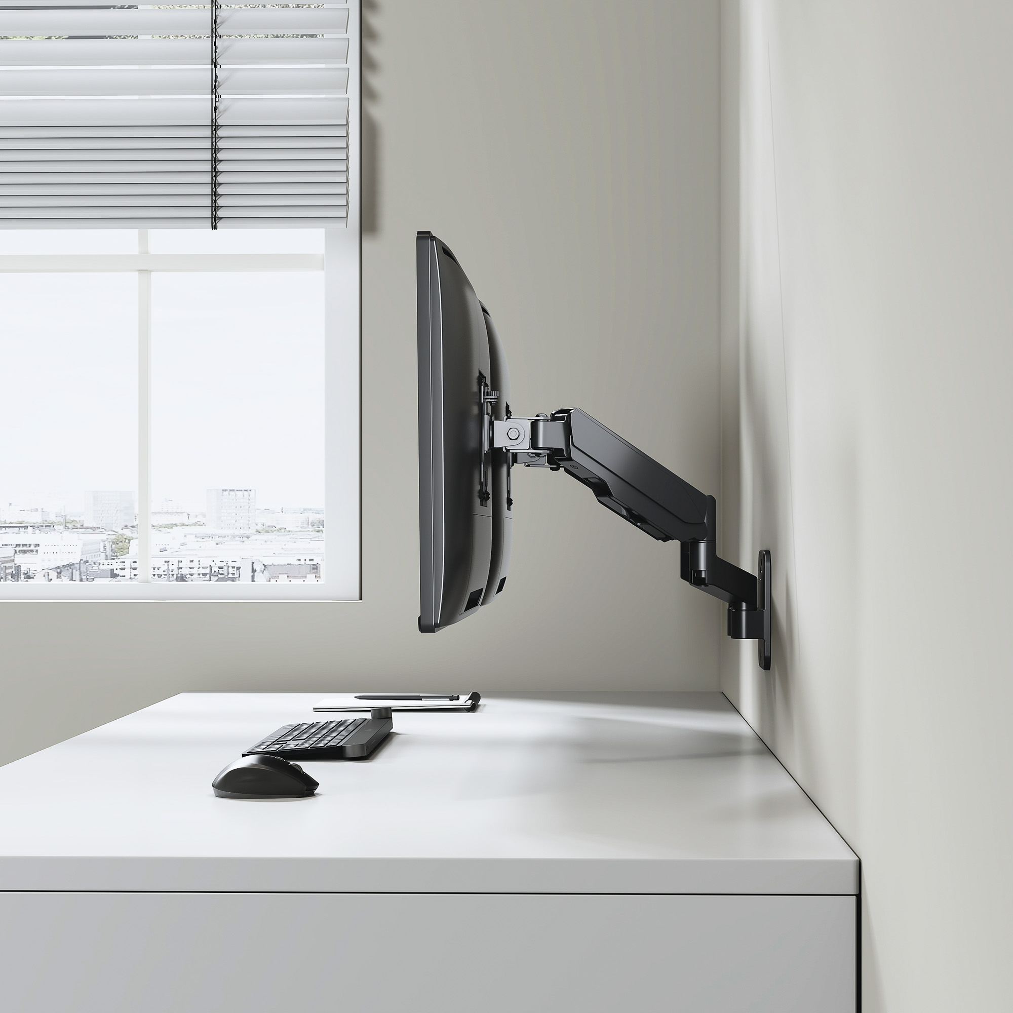 Foto 8 pulgar | Soporte de Pared Manhattan 461627 color Negro 2 Monitores Pistones Gas Brazos Articulados 17'' a 32''  8 K
