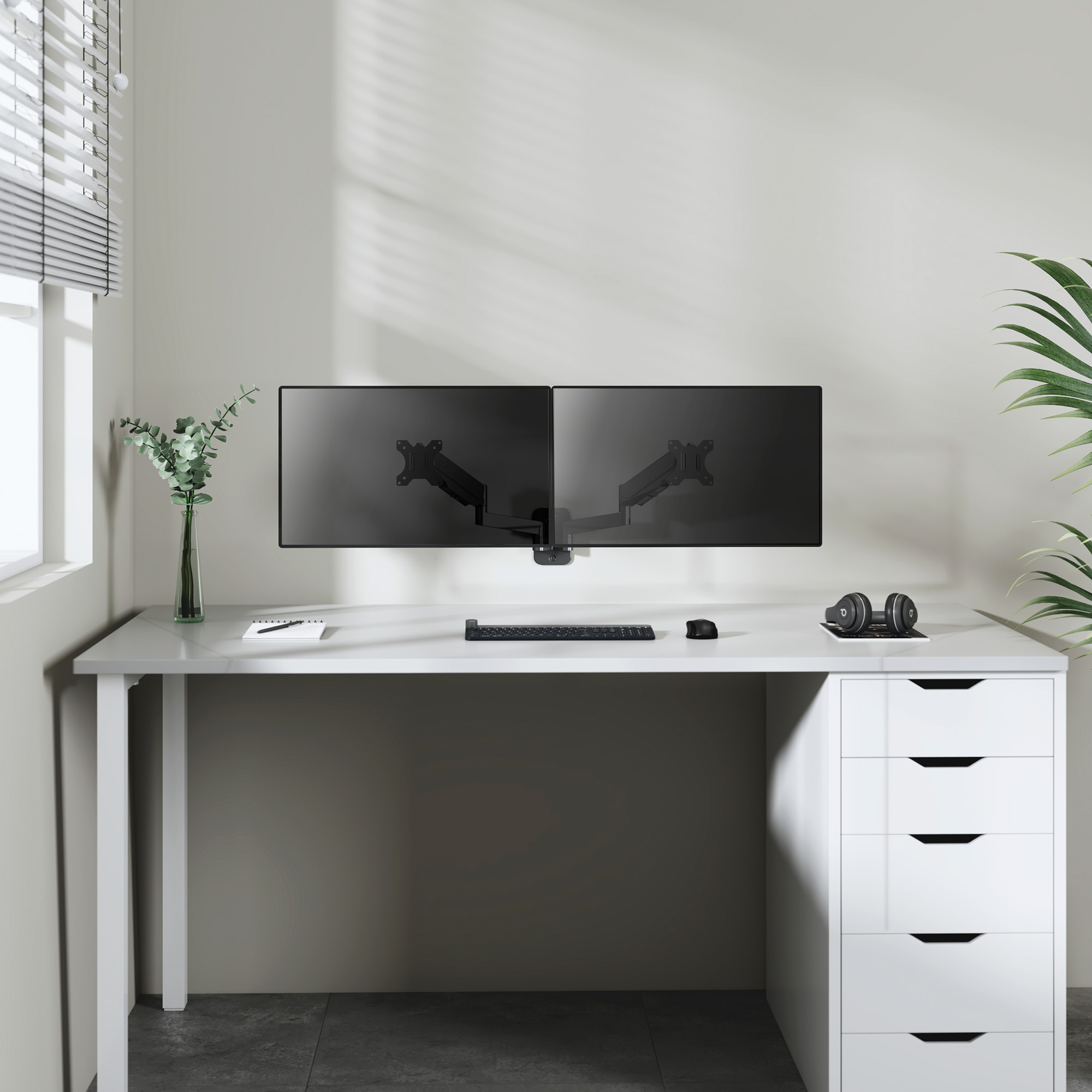 Foto 9 pulgar | Soporte de Pared Manhattan 461627 color Negro 2 Monitores Pistones Gas Brazos Articulados 17'' a 32''  8 K