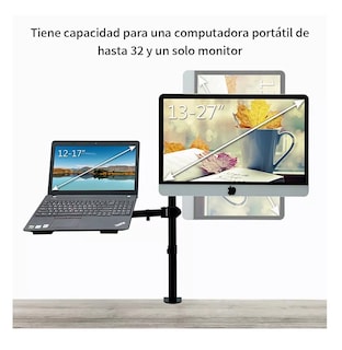 Foto 3 | Soporte De Monitor Dual Para Monitor Y Portátil Negro