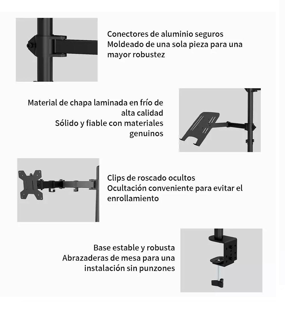 Foto 3 pulgar | Soporte De Monitor Dual Para Monitor Y Portátil Negro