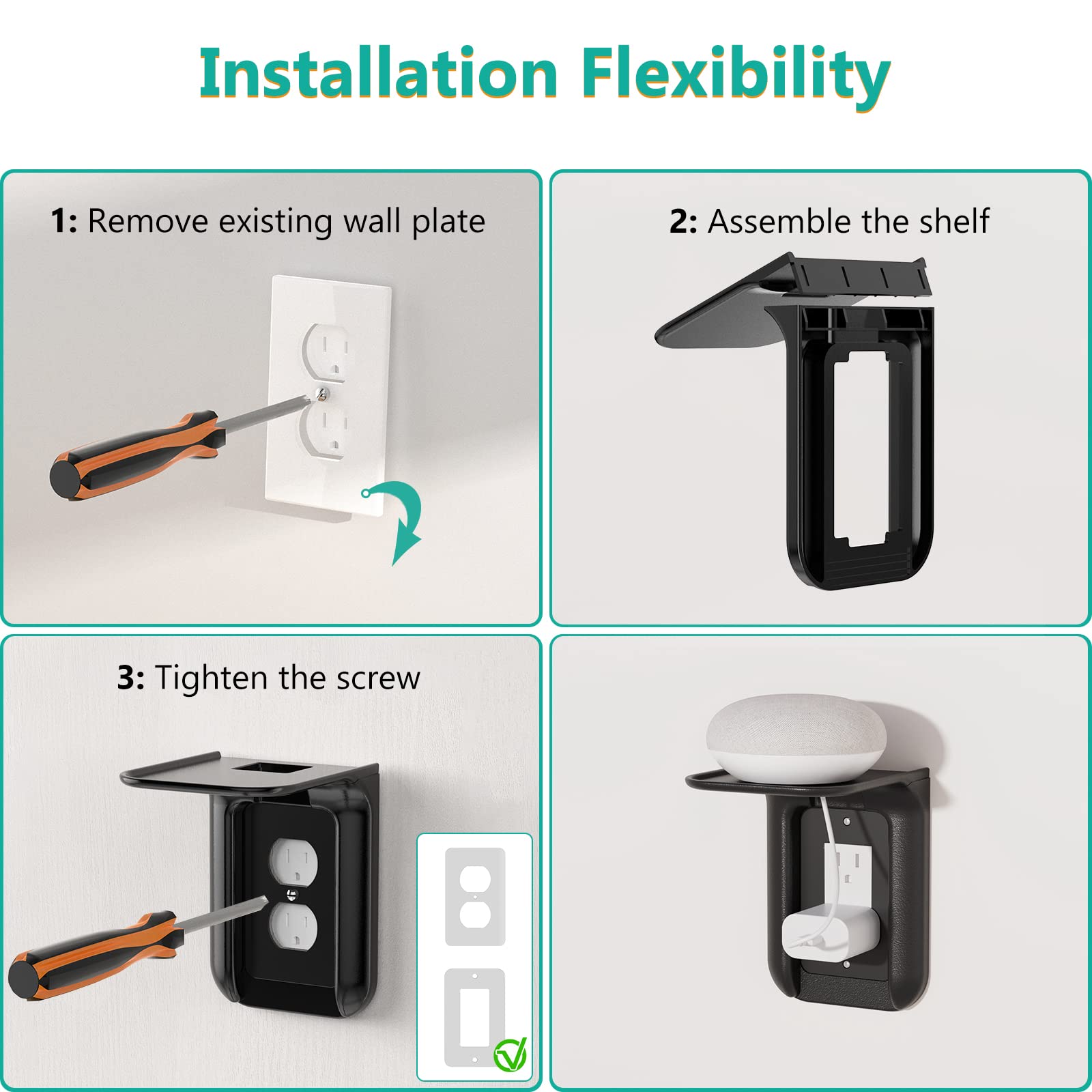 Foto 7 pulgar | Soporte de Pared Outlet Shelf Wali Ols001-b para Smart Home color Negro - Venta Internacional