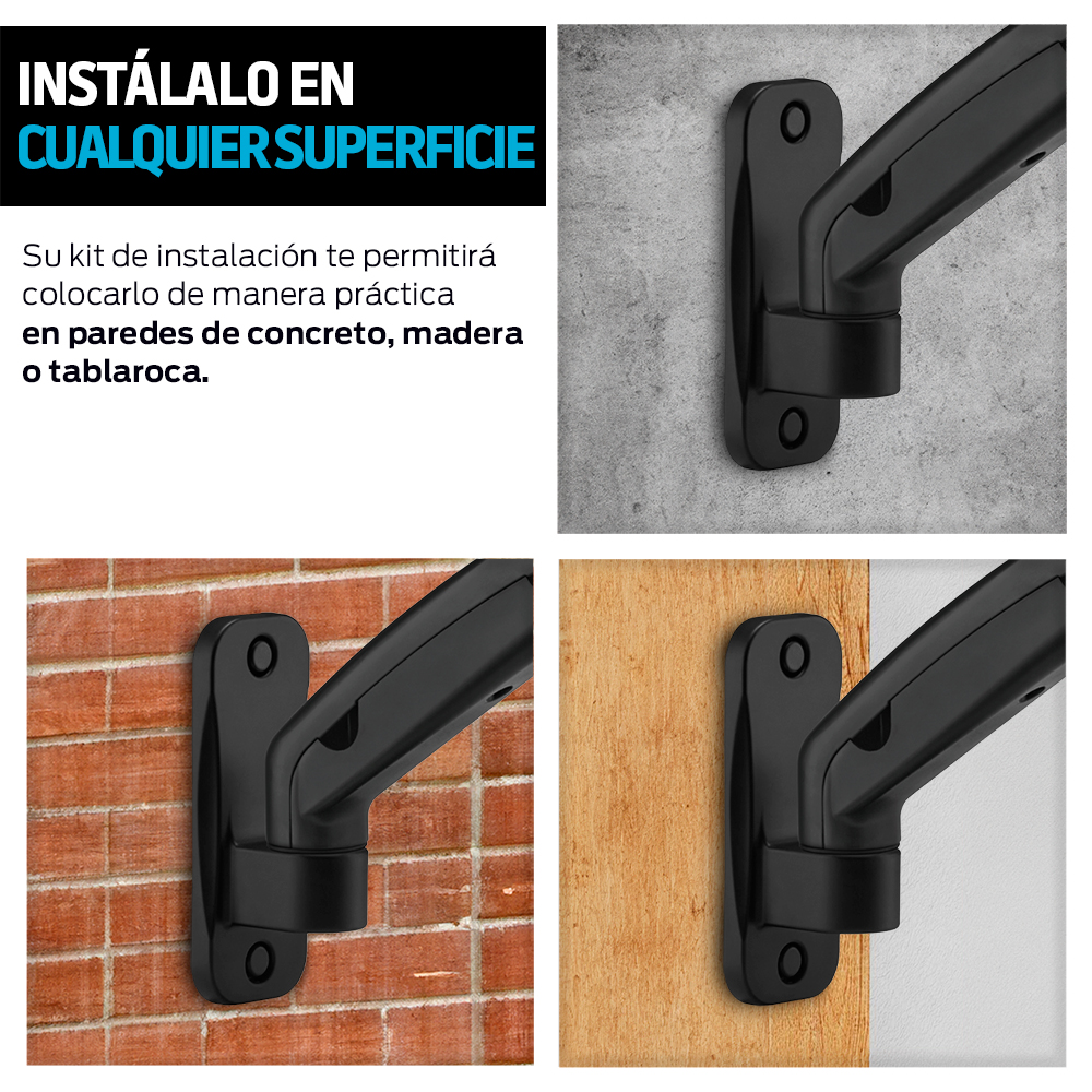 Foto 6 | Soporte Para Monitor De Pared Brazo Móvil Hidráulico 17-32 Pulgadas, Redlemon, Color Negro, 84142