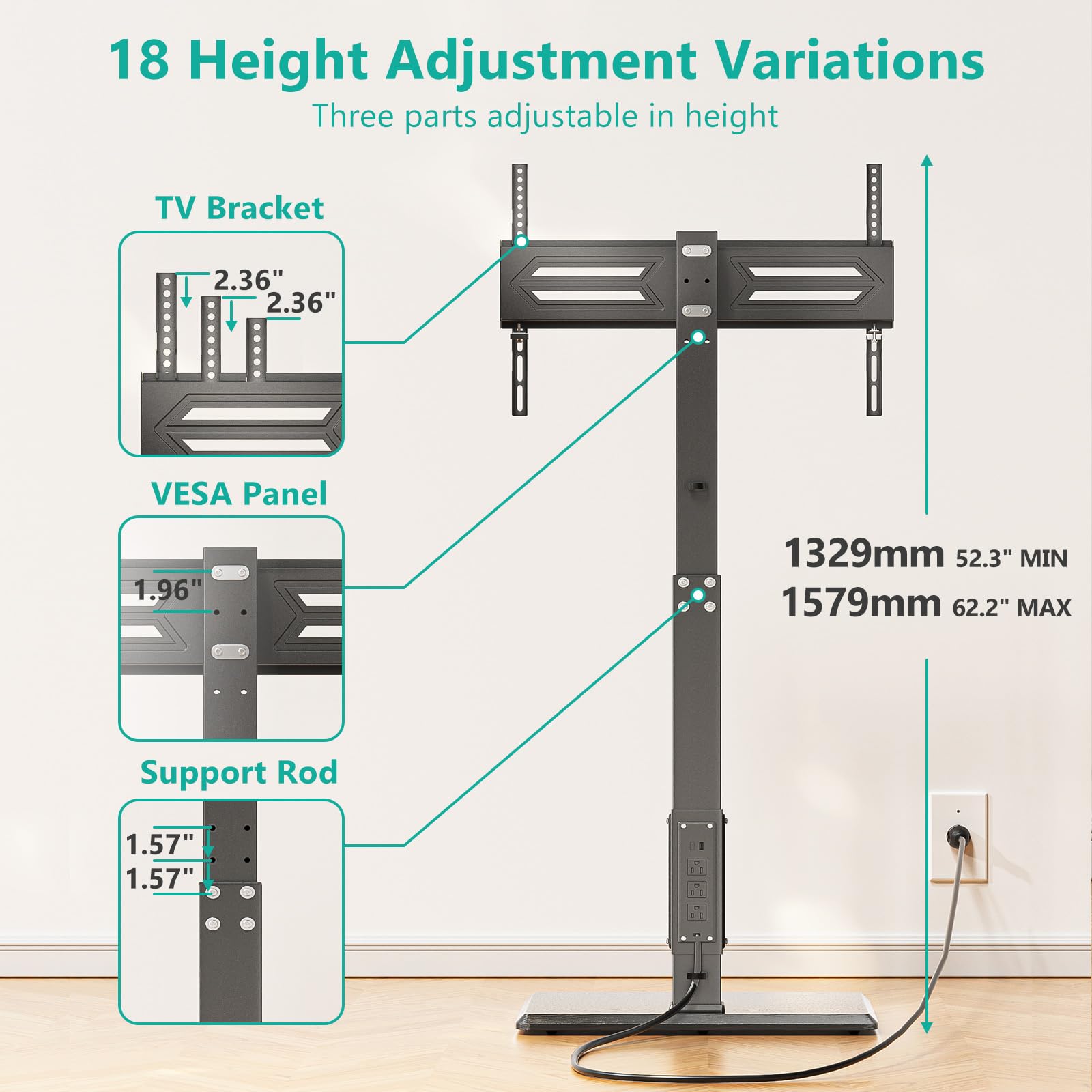 Foto 4 pulgar | Soporte de Suelo Wali Tvdvd-7p para Tv de 32 a 75 " de hasta 50 kg - Venta Internacional