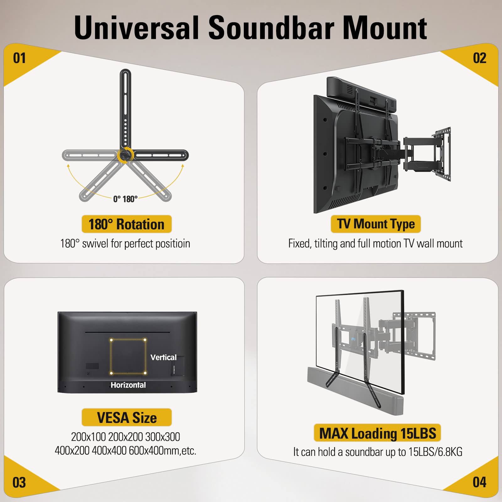 Foto 5 pulgar | Soporte De Barra De Sonido Mounting Dream Md5420 De Hasta 6,8 Kg - Venta Internacional.