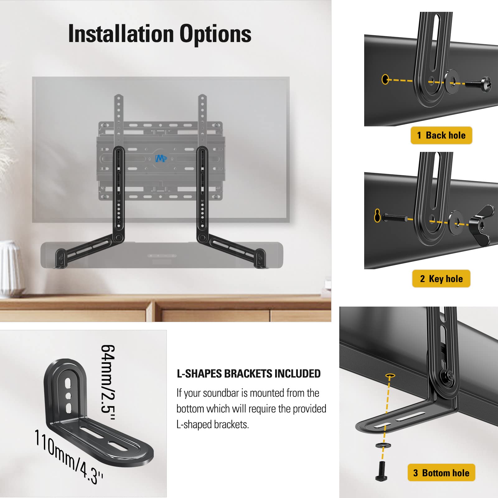 Foto 6 pulgar | Soporte De Barra De Sonido Mounting Dream Md5420 De Hasta 6,8 Kg - Venta Internacional.