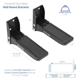 Foto 2 | Soporte de Pared para Barra de Sonido Vivo Steel Universal L Soportes Negros - Venta Internacional